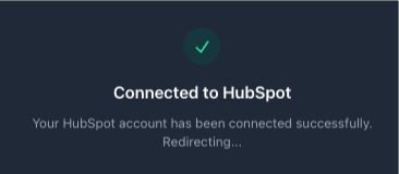 Connection successful confirmation screen